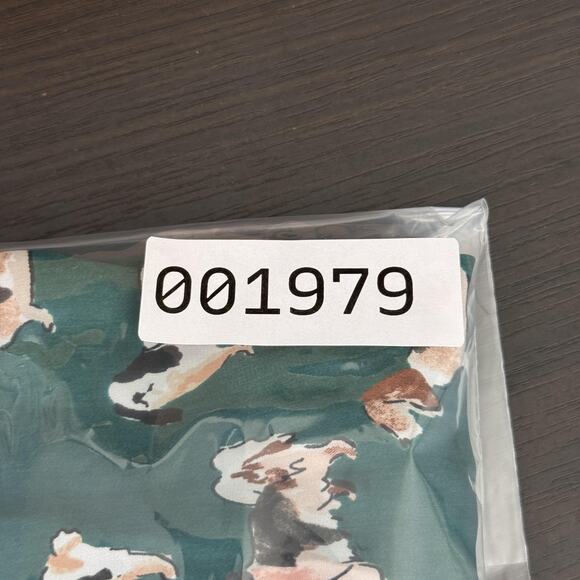 Zara Top Womens XL Dog Print Bow Button Blouse Novelty New Green Blogger Fave - Picture 13 of 13